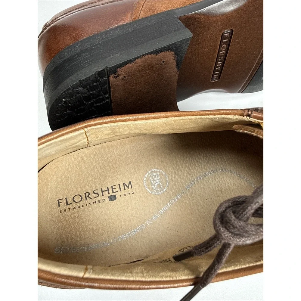 Florsheim Men's Curtis Sz 9D Bike Toe‎ Lace Up Brown Shoes 14068-200